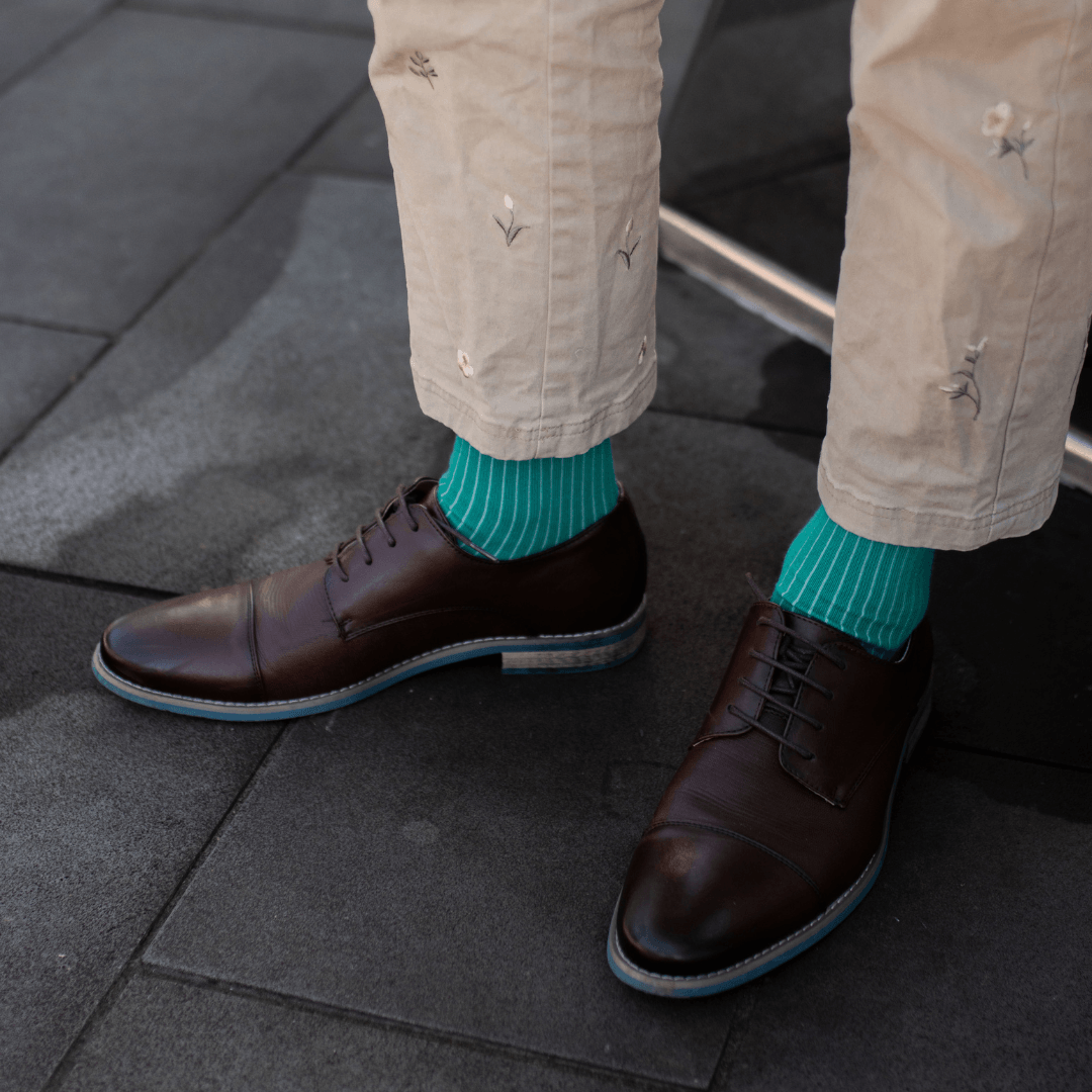 Lafitte Rib Crew Socks in jade, cotton  socks made in Australia.