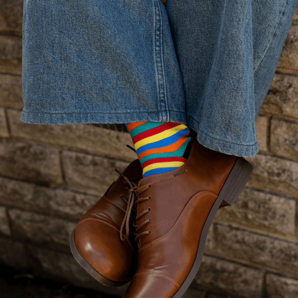 Thin Stripe Crew Socks | Cotton | AUSTRALIAN MADE