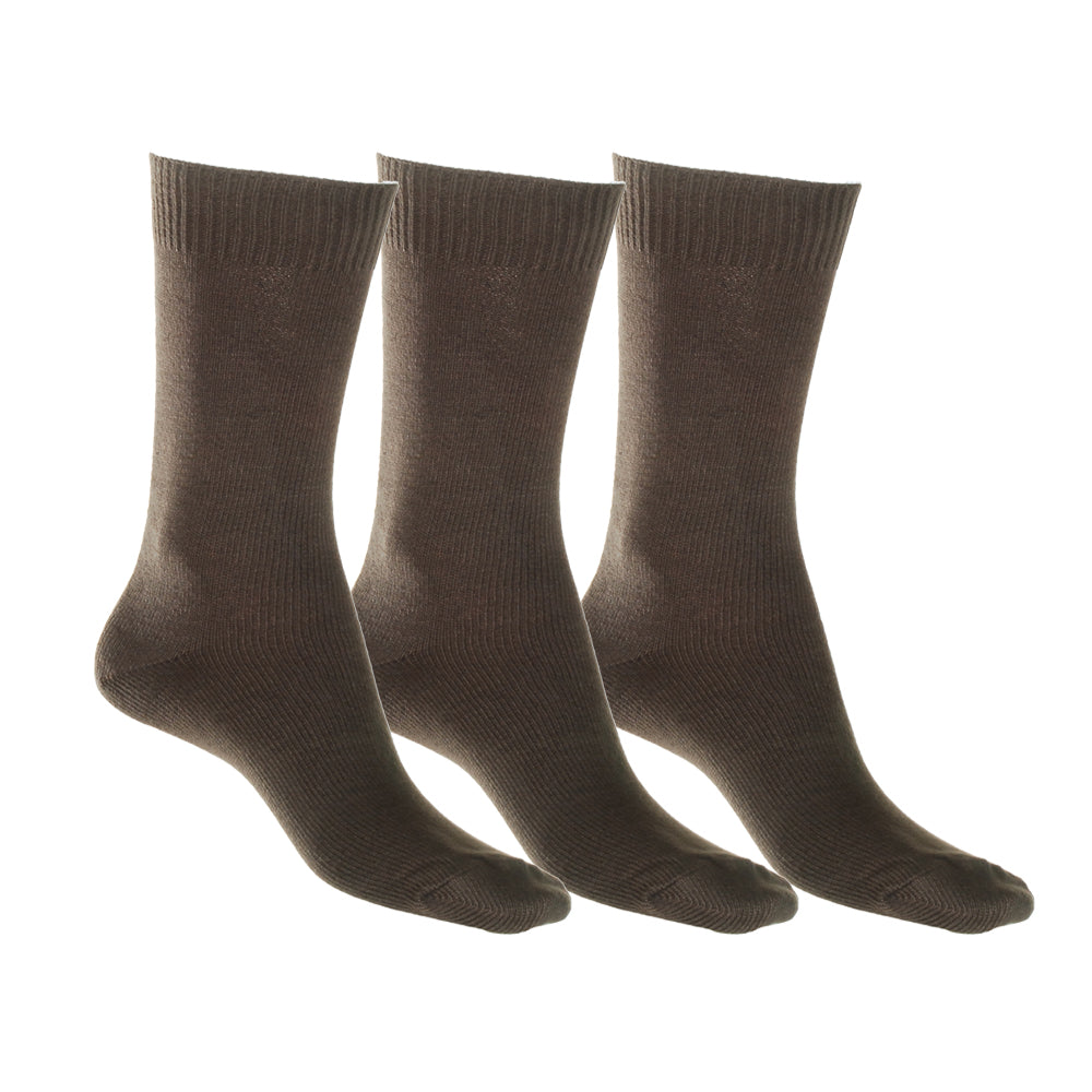 Mid-Weight Cotton Sock Chocolate - 3 Pack Sale