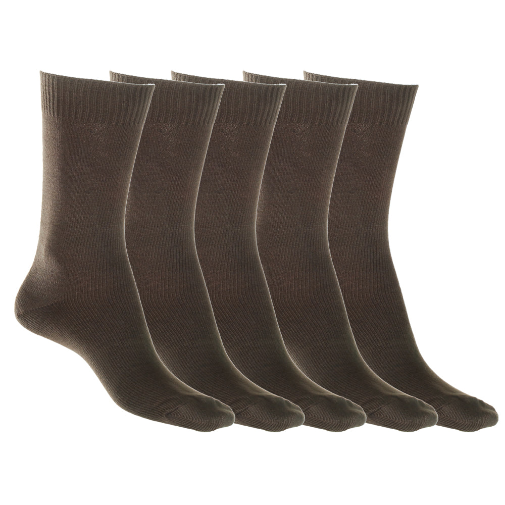 Mid-Weight Cotton Sock Chocolate - 5 Pack Sale