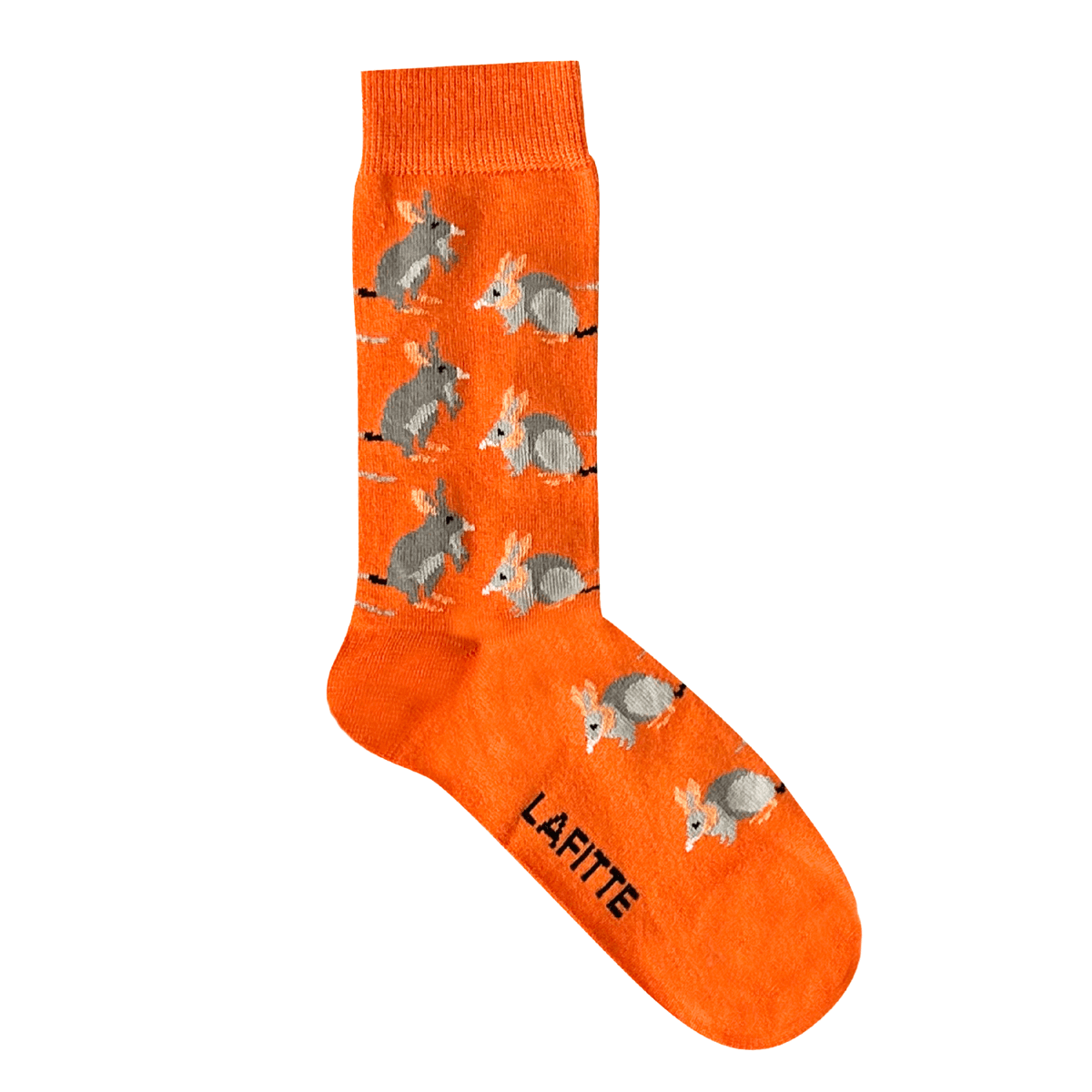 orange bamboo socks with bilby design from endangered Australian animals range