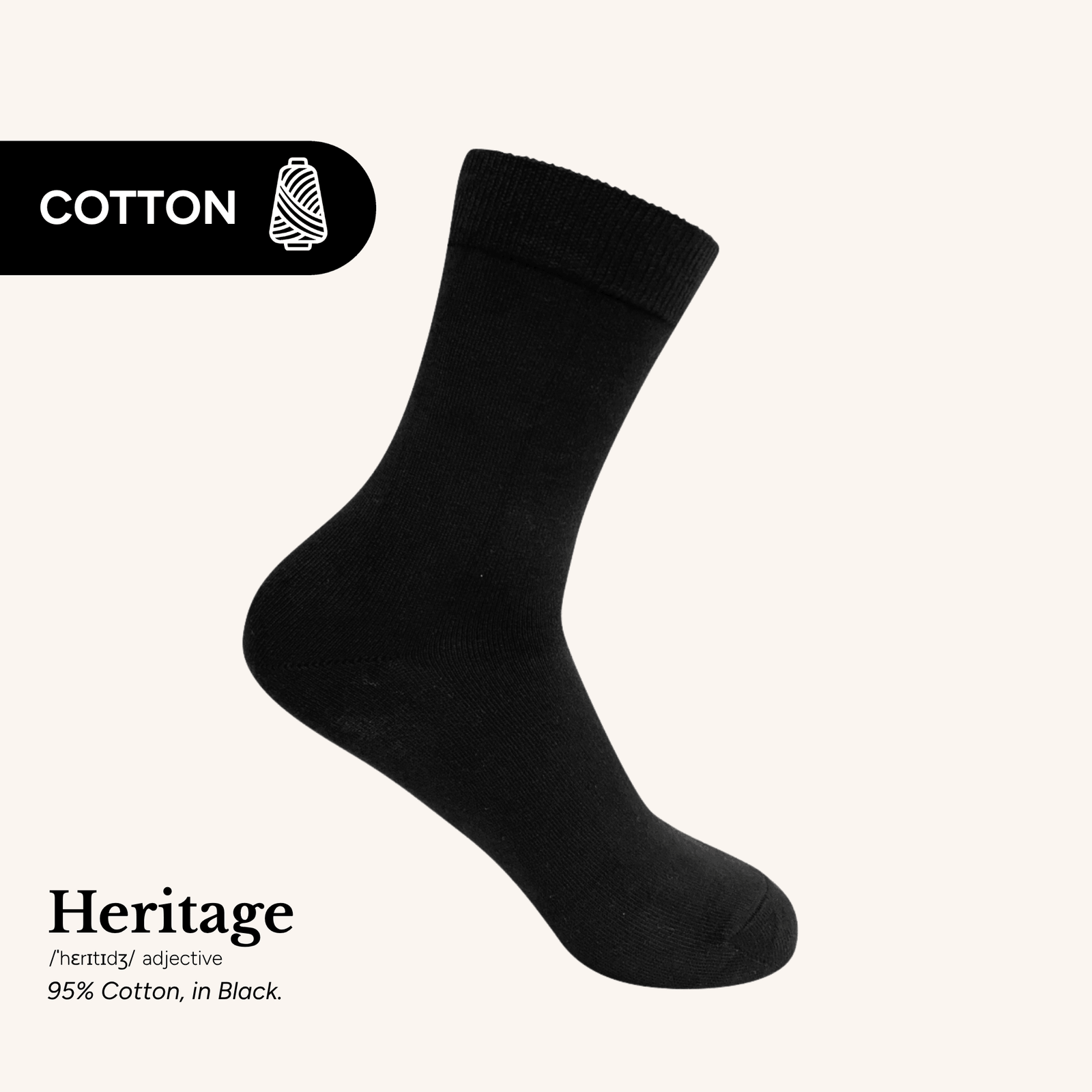Heritage Crew Socks | Cotton | AUSTRALIAN MADE | Black