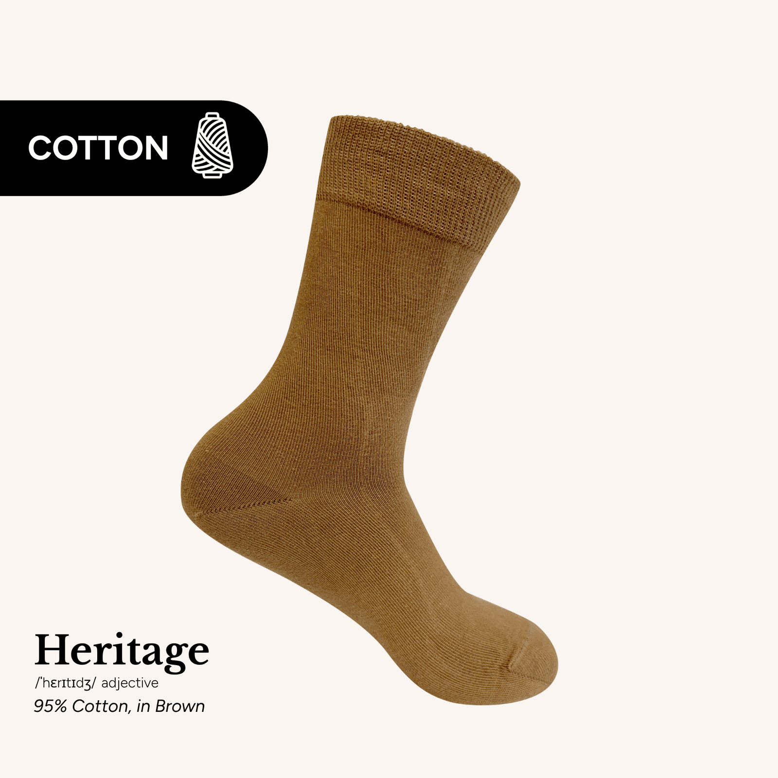 Heritage Crew Socks | Cotton | AUSTRALIAN MADE | Mocha