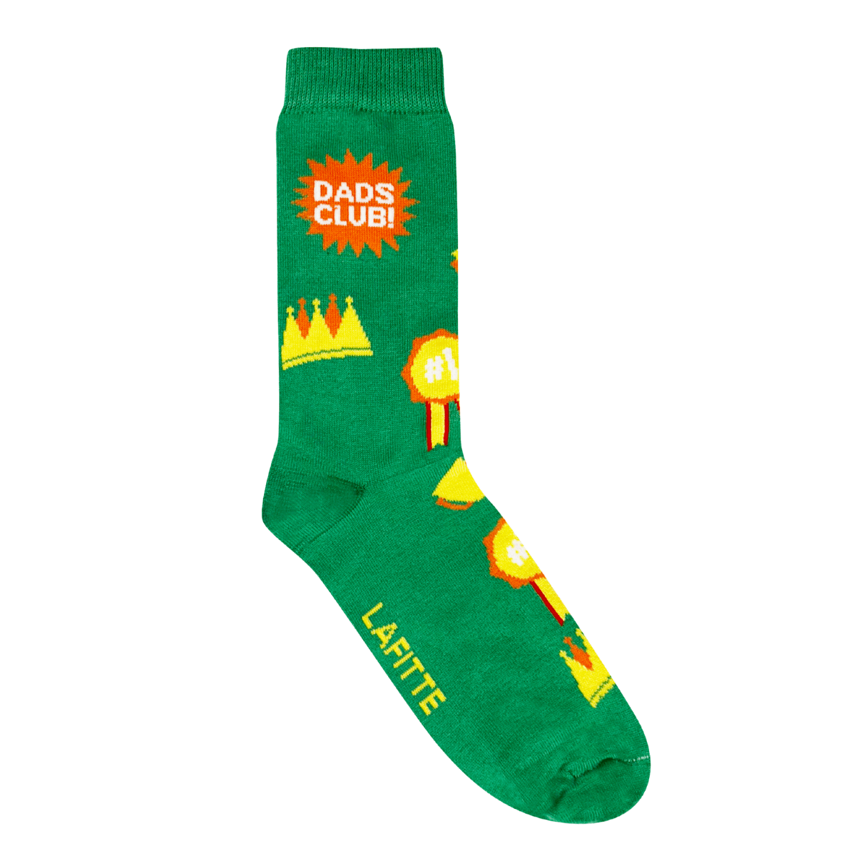 green cotton socks with crowns and medals design for dads