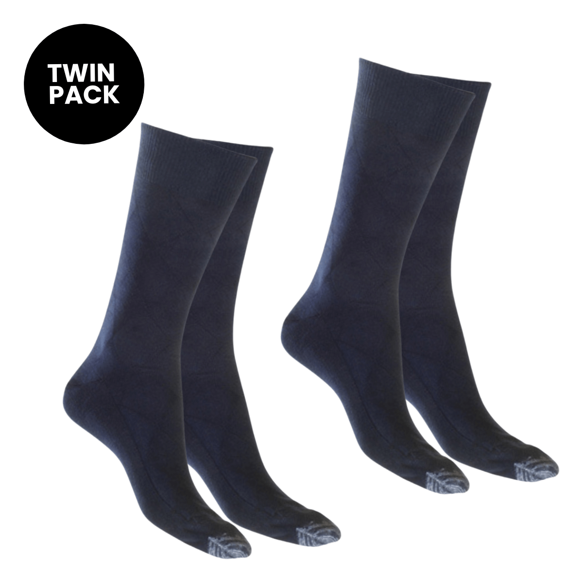 two pack navy cotton socks with diamond pattern