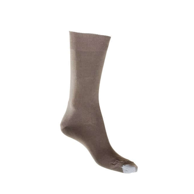 Loose Top Silk Touch Cotton Crew Socks with Tough Toe in soft brown color, ideal for everyday comfort.