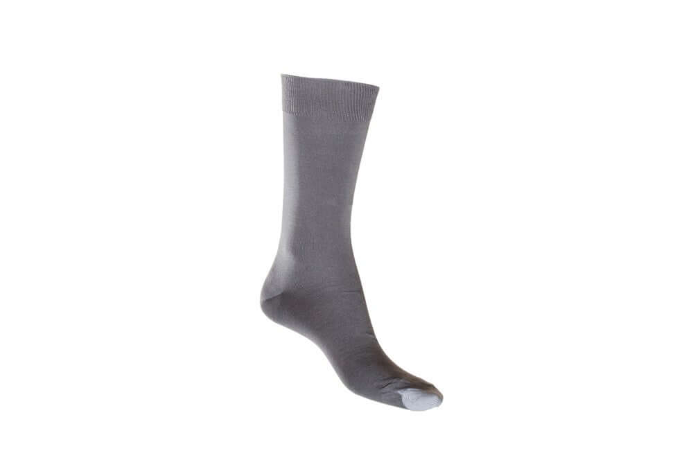 Silk Touch Cotton Crew Socks with Tough Toe | Grey