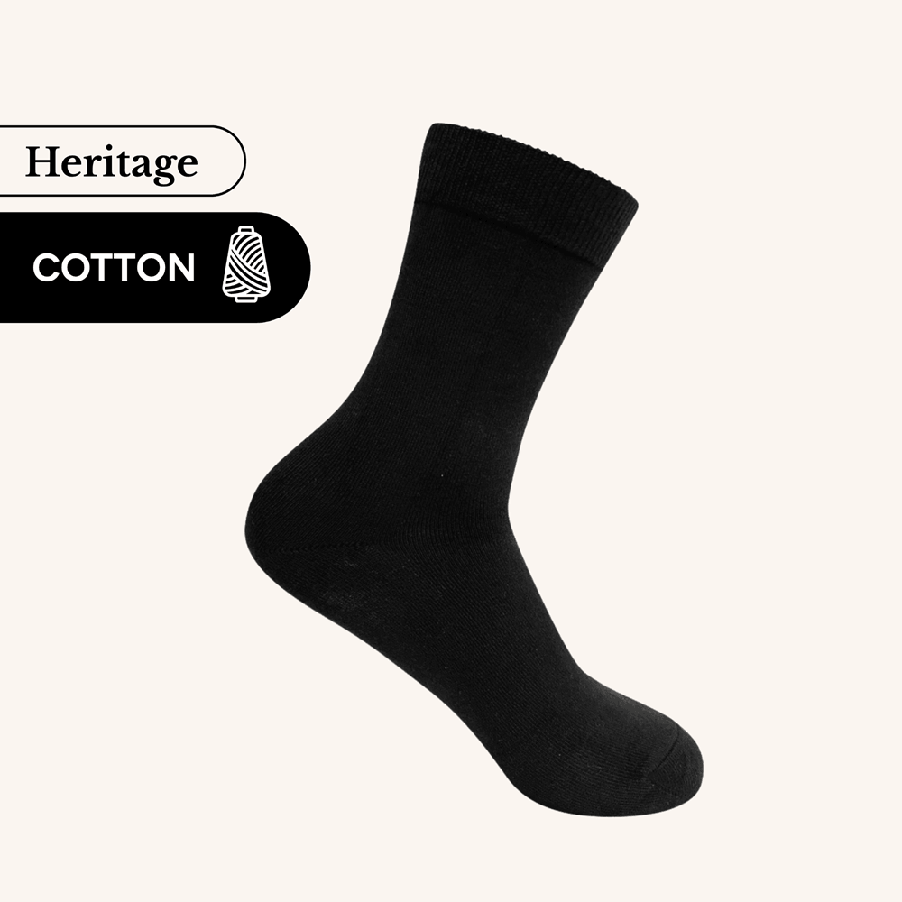 Heritage Crew Socks | Cotton | AUSTRALIAN MADE | Black