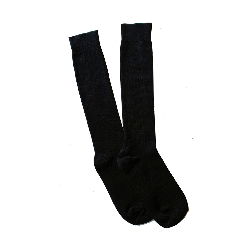 Knee High_Black cotton rib socks for men and women aus