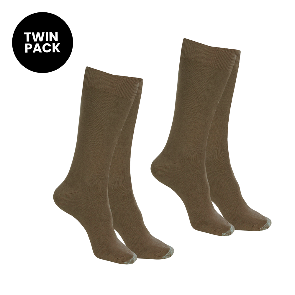Loose Top 95% Cotton Sock with Tough Toe™ - Twin Pack - Earth