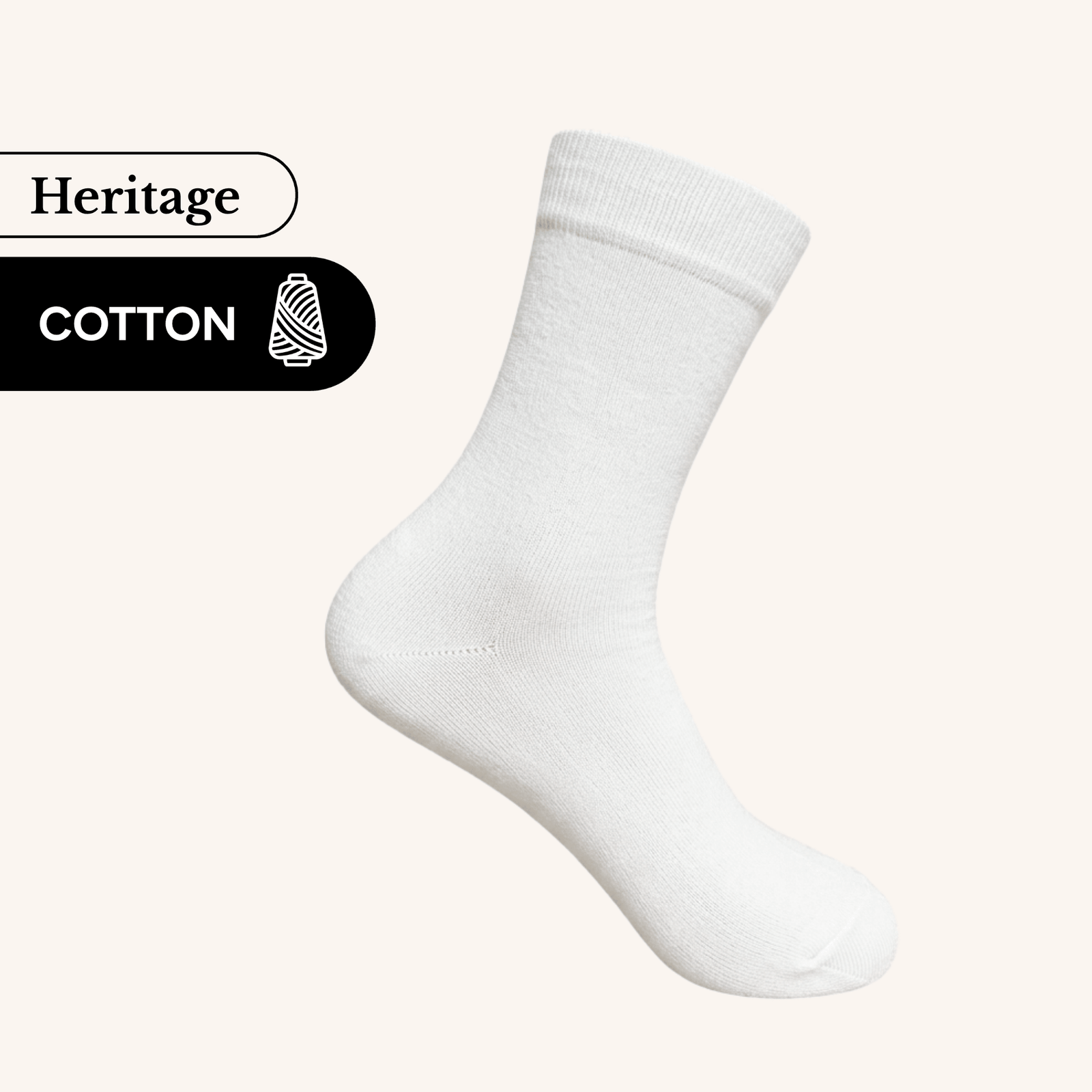 Heritage Crew Socks | Cotton | AUSTRALIAN MADE | White