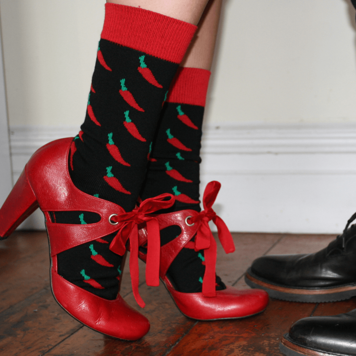 lady wearing chilli cotton socks australia