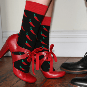 lady wearing chilli cotton socks australia