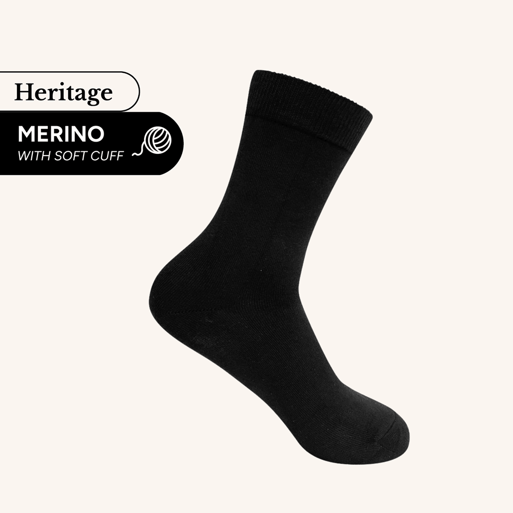 Heritage Crew Socks | Merino | AUSTRALIAN MADE | Black