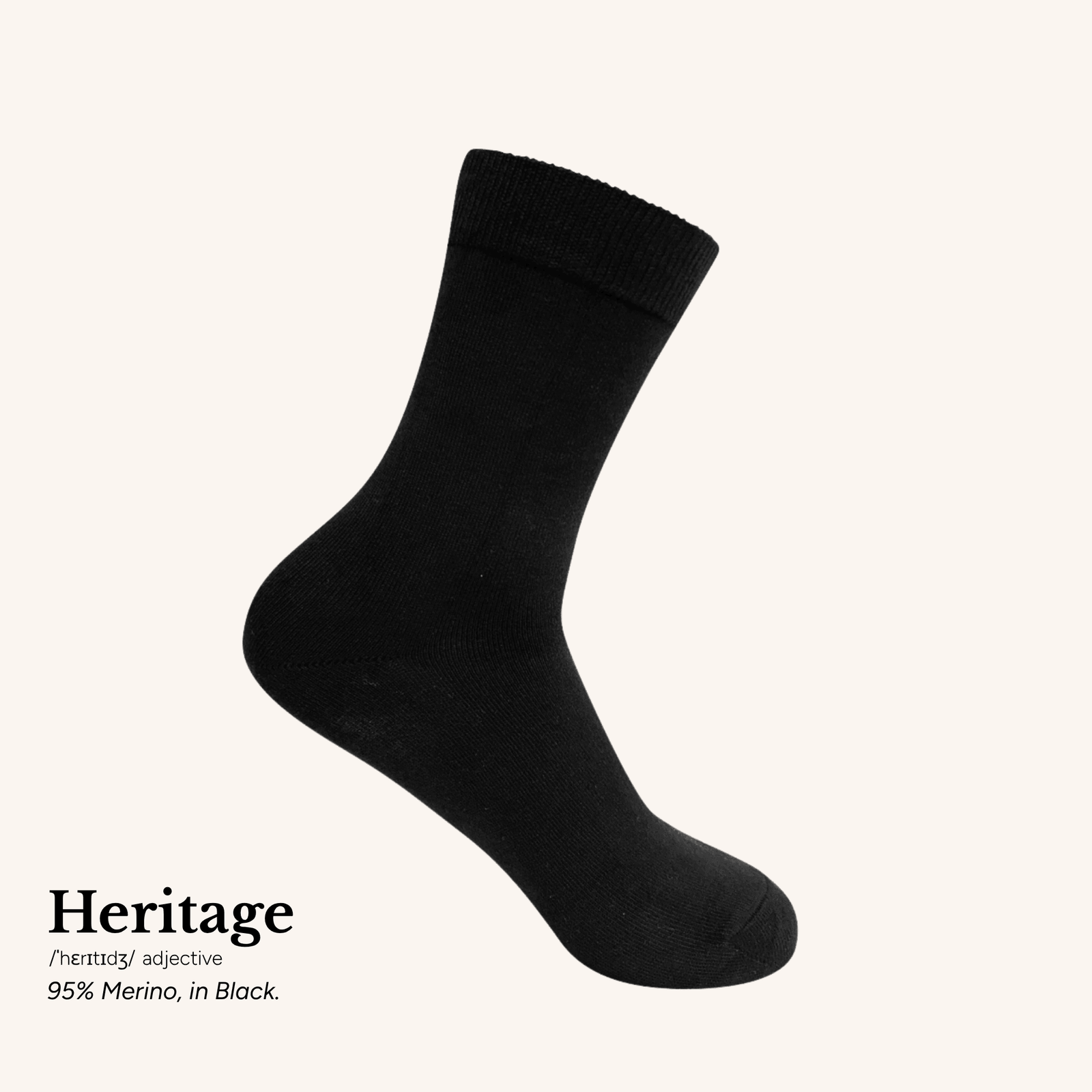 Heritage Crew Socks with Soft Cuff | Merino | AUSTRALIAN MADE | Black