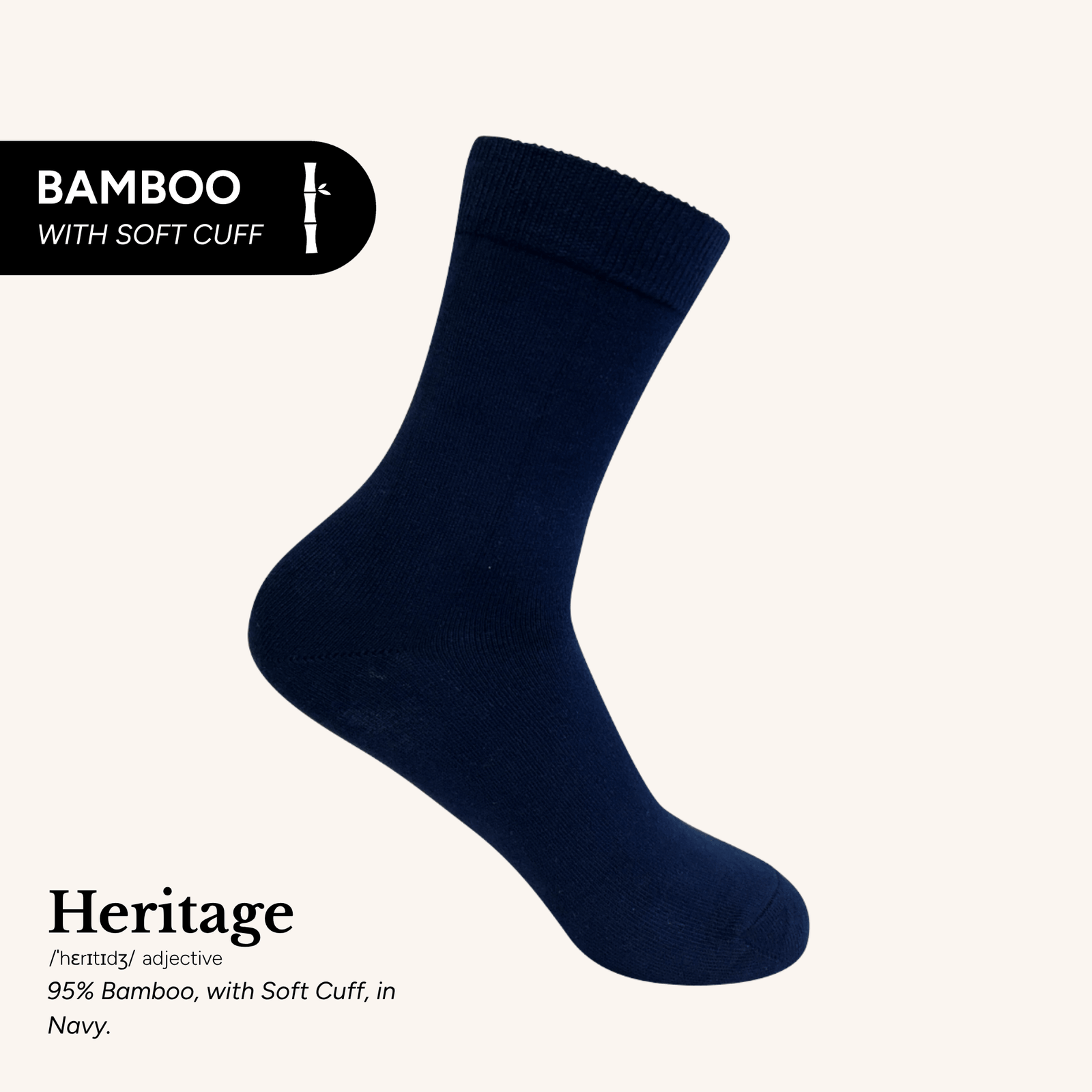Heritage Crew Socks with Soft Cuff | Bamboo | AUSTRALIAN MADE | Navy