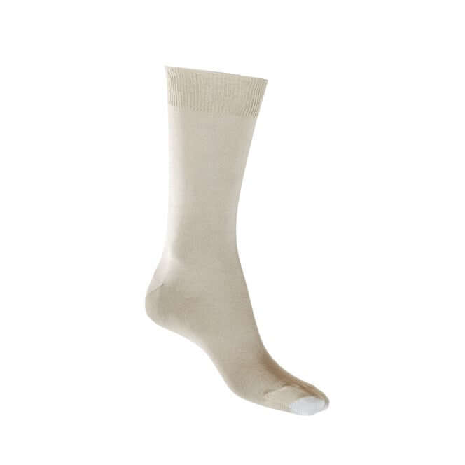 Loose Top Silk Touch Cotton Crew Socks with Tough Toe™ in Oatmeal color, Australian made, luxuriously soft and durable.