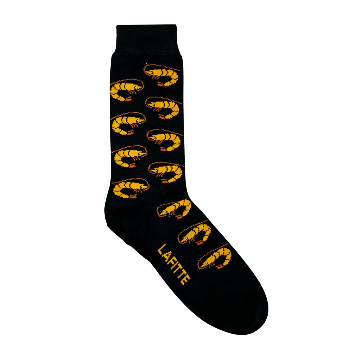 black cotton socks with prawn pattern