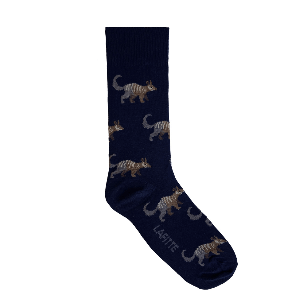 navy bamboo socks with numbat design from endangered Australian animals range