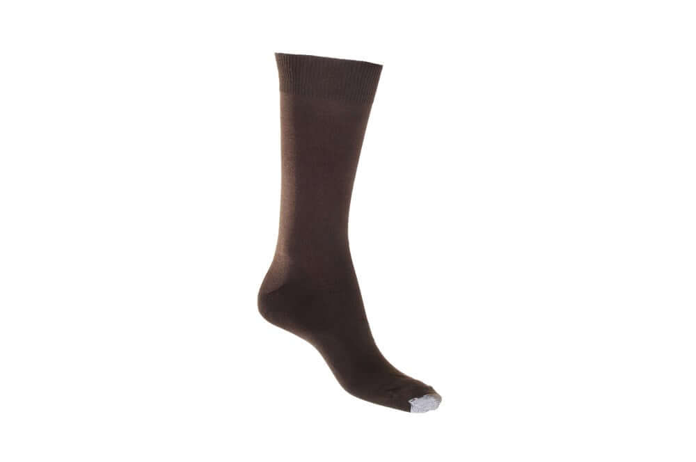 Silk Touch Cotton Crew Socks with Tough Toe | Chocolate