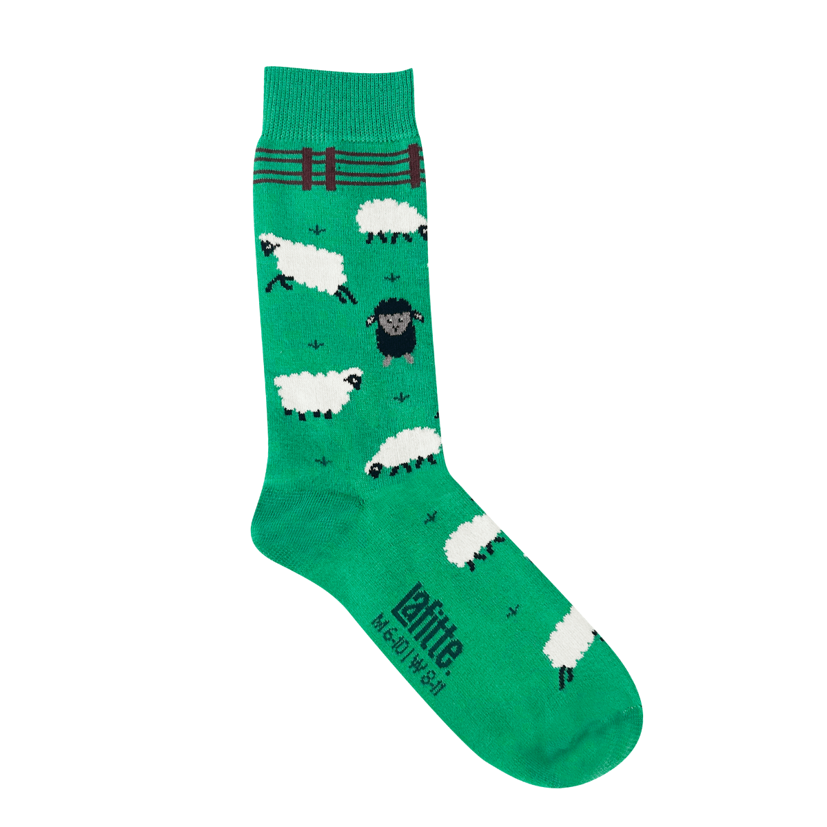 green socks with black sheep pattern, fun novelty design