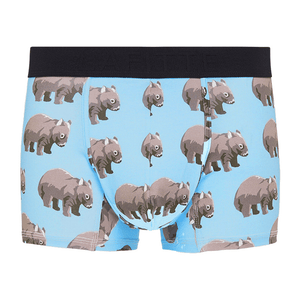 mens cotton underwear trunks light blue with wombats aus