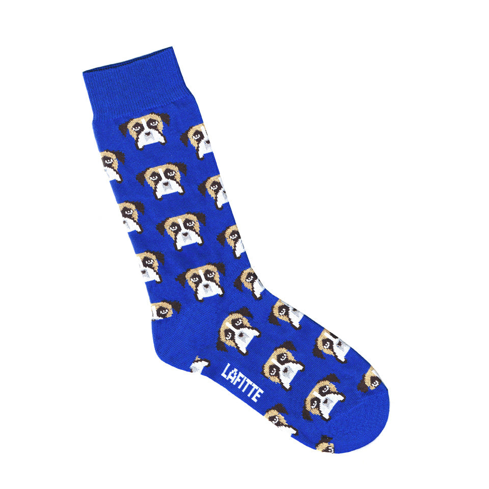 Blue Mens & Womens Socks With Boxer Dog Face Print | Shop Online Australia
