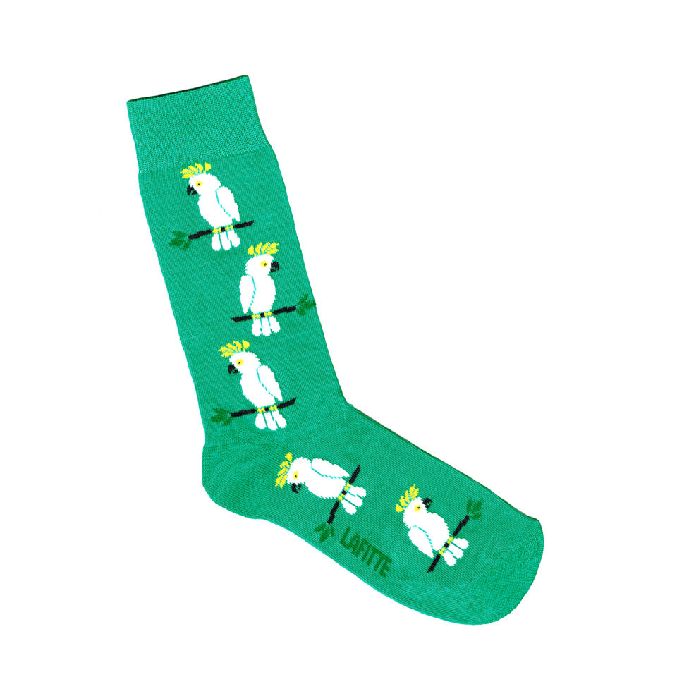 Green Socks with Cockatoo Print | Shop Online Australia LAFITTE Clothing