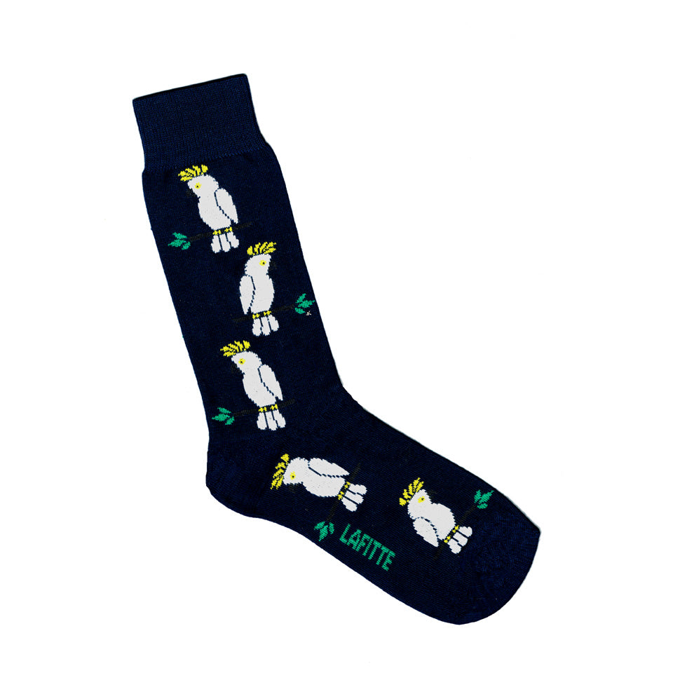 Black Socks with Cockatoo Print | Shop Online LAFITTE Australia