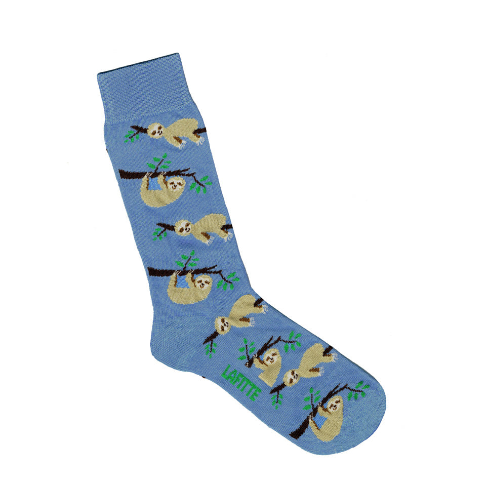 Blue Socks with Sloth Print Pattern | Mens & Womens Socks | LAFITTE Australia
