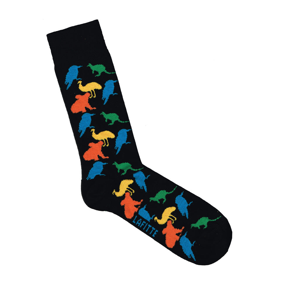 Black Socks with Australian Animals | Mens and Womens Patterned Socks | Shop Online Australia