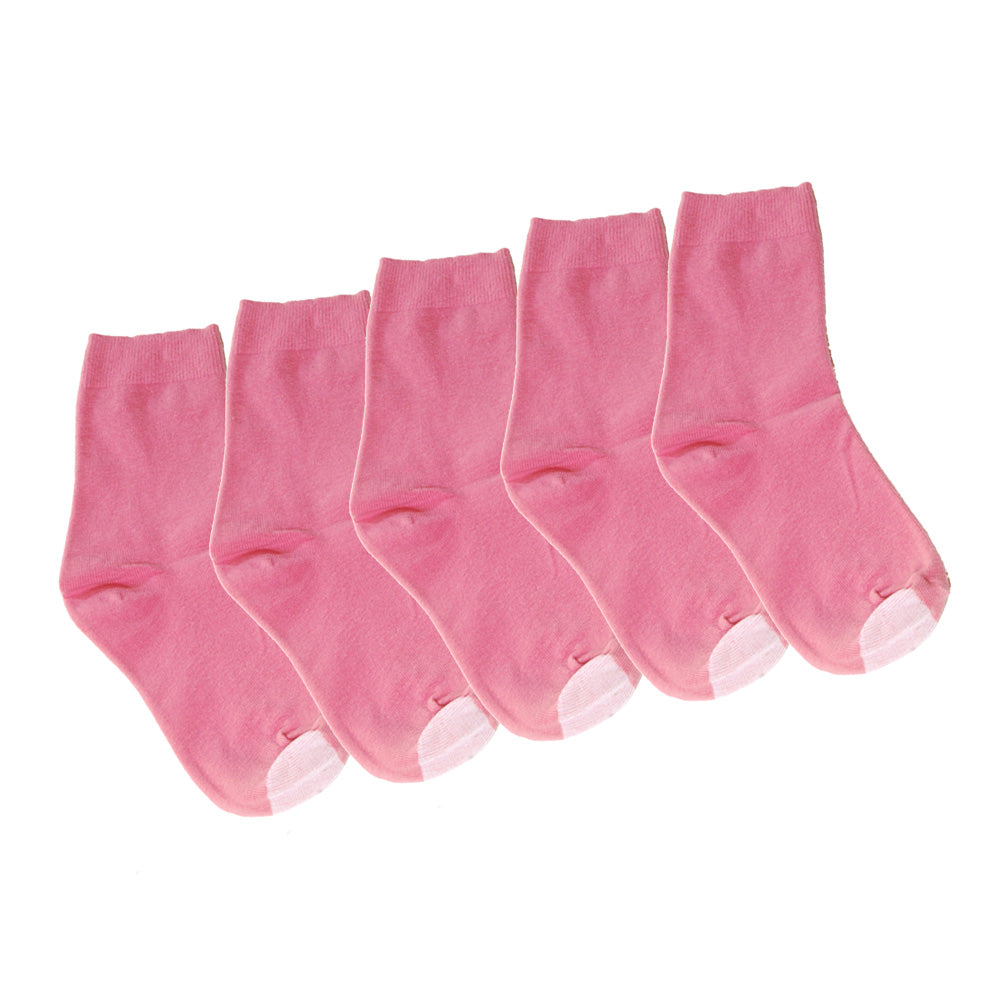 Kids Tough Toeâ„¢ Mercerised Cotton Pink Sock - 5 Pack Special