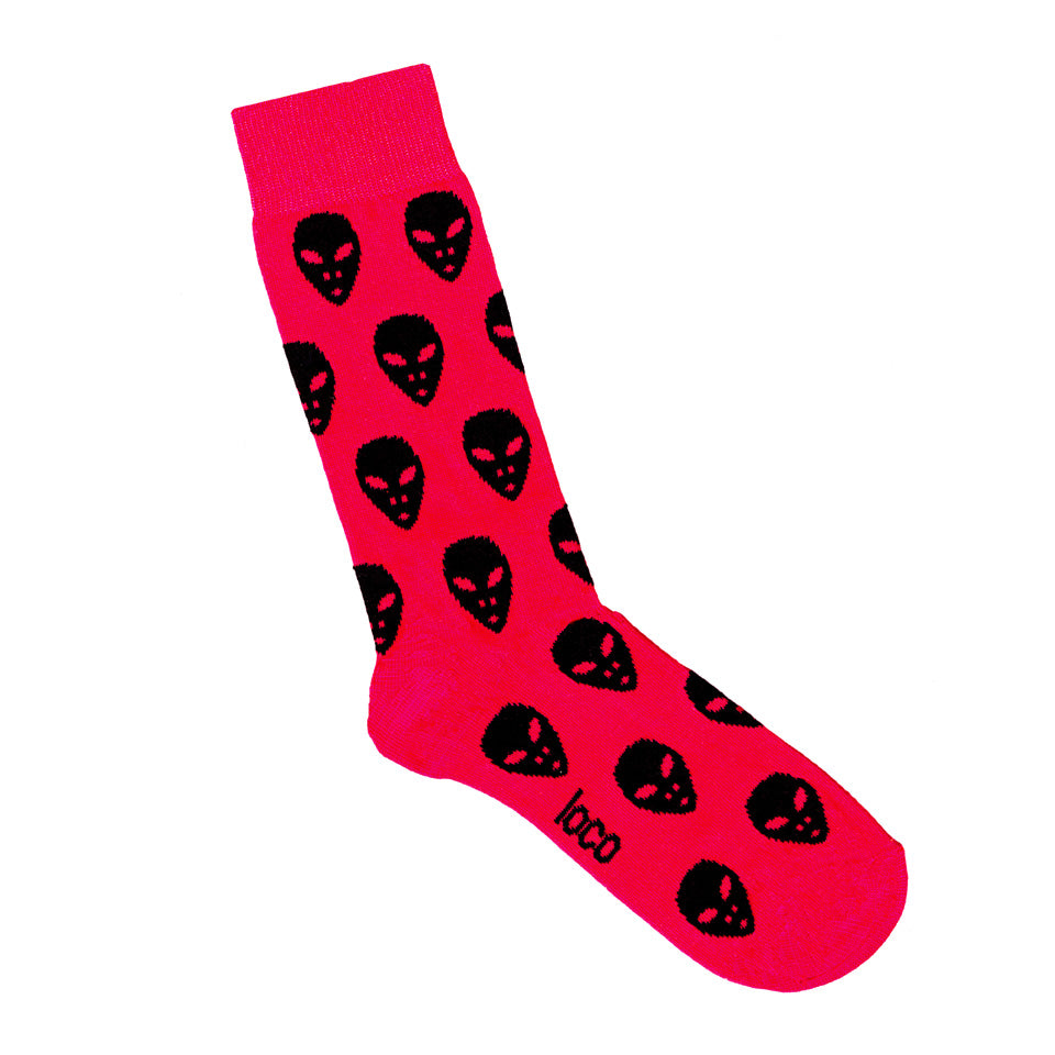 Hot Pink Socks with Alien Pattern | Shop Patterned Socks online LAFITTE Australia