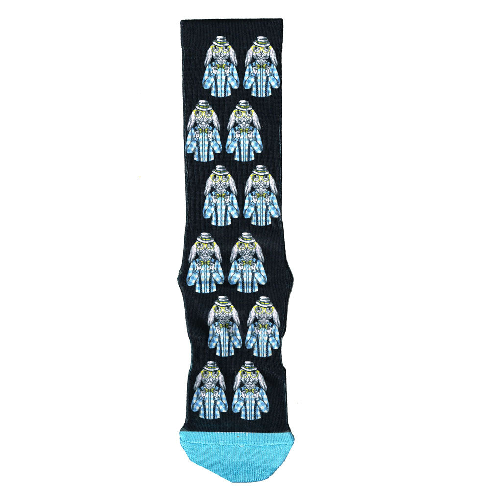 Black Bunny Print Socks | Black with Blue Toe | Shop Online LAFITTE Australia