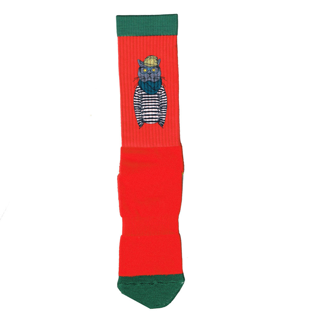 Red Socks with Cat Print Mens and Womens Socks Online | LAFITTE Australia