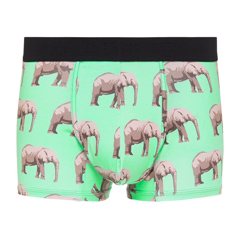 Elephant Pattern Men's Fitted Trunk, Combed Cotton